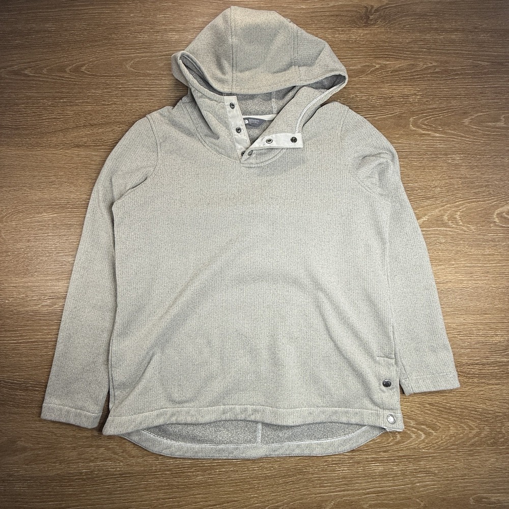 The North Face Women's L Gray Snap Neck Hooded Fleece Pullover Hoodie Gorpcore